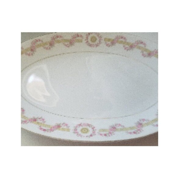 Relish Plate Oval Cheryl by ROYAL M-MITA 10" long Floral Pink - Picture 7 of 12